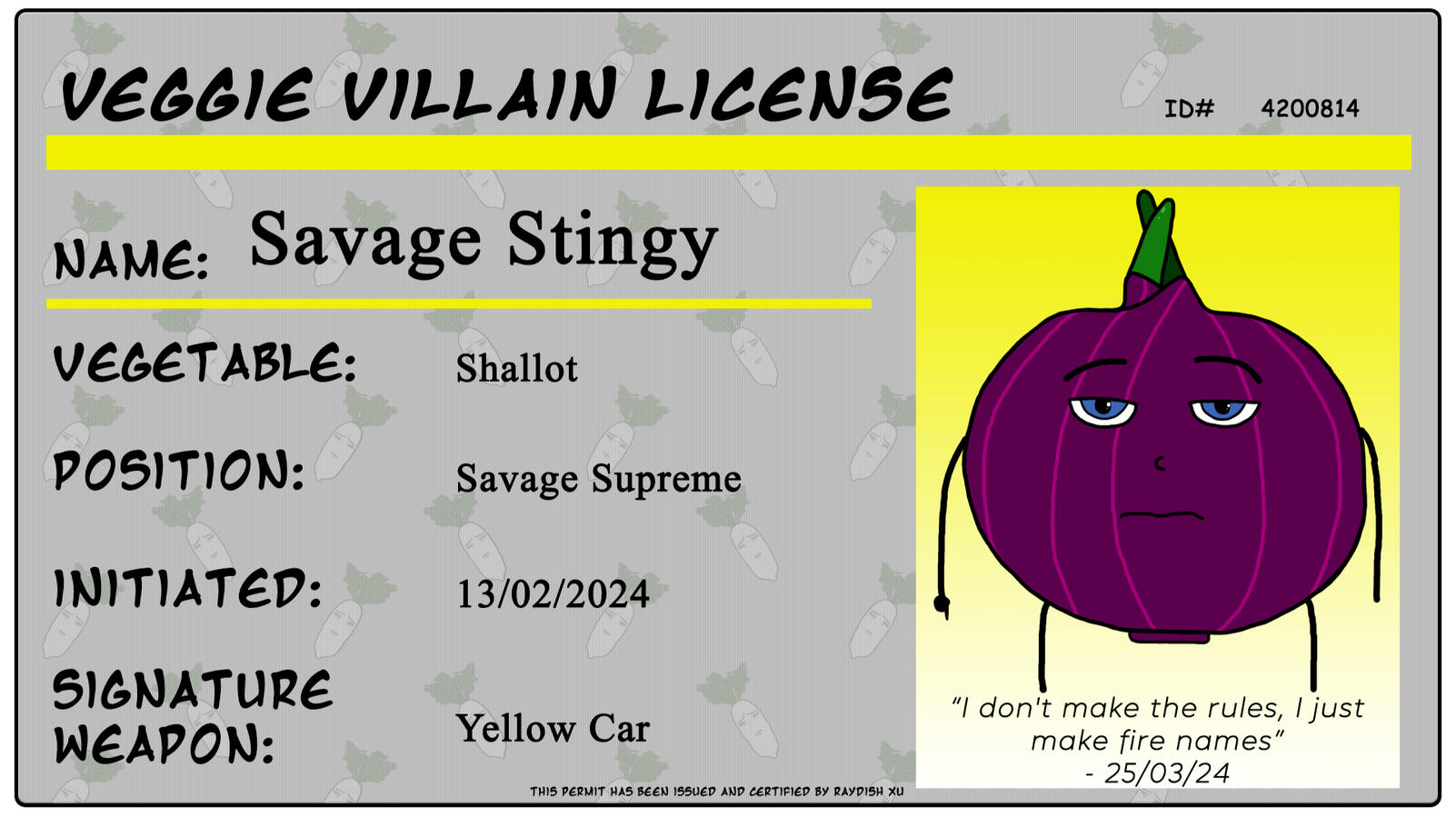 Villain License - Savage Stingy Prime Villain License - Savage Stingy Prime