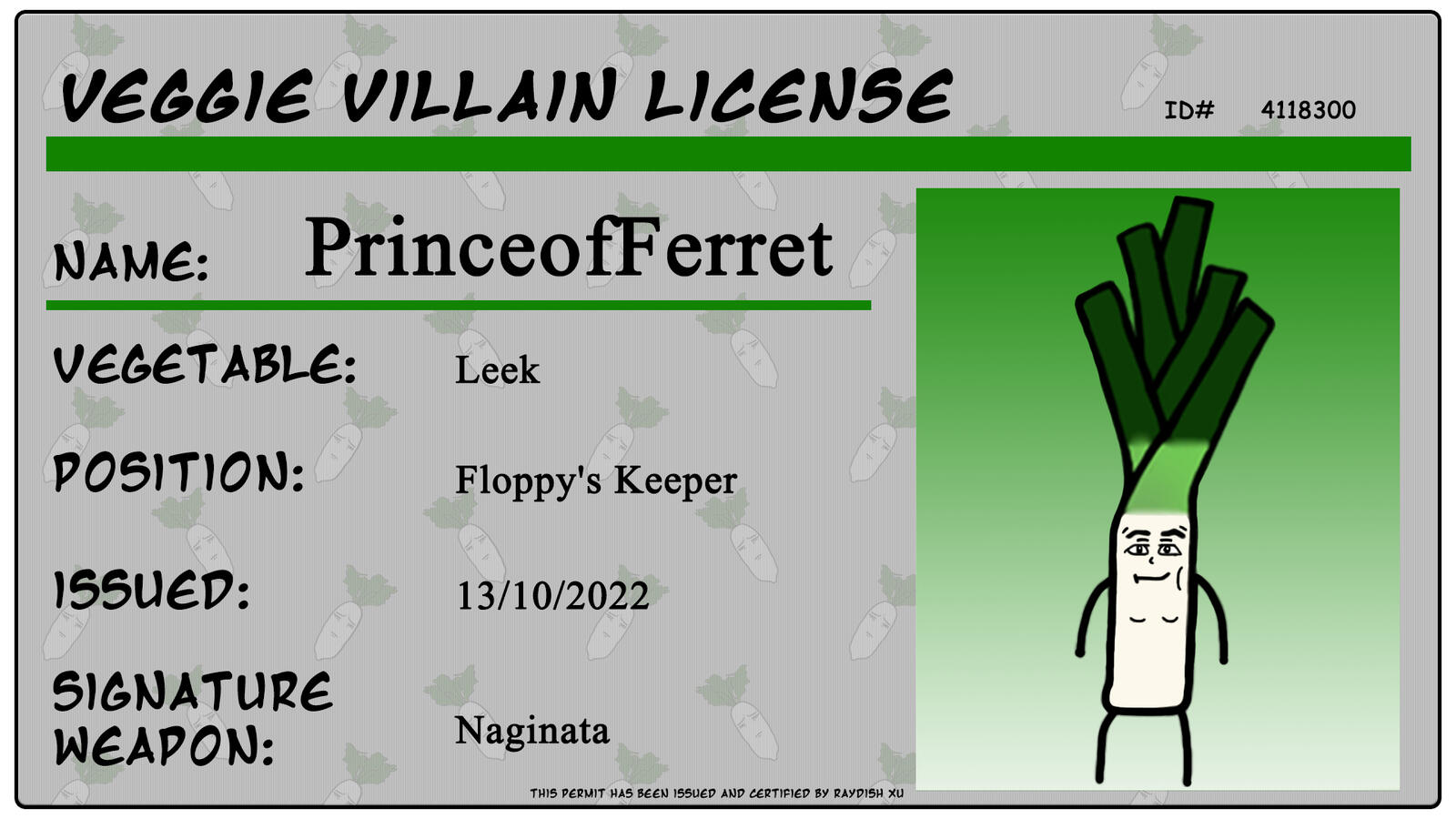 Villain License - Prince Of Ferret Villain License - Prince Of Ferret