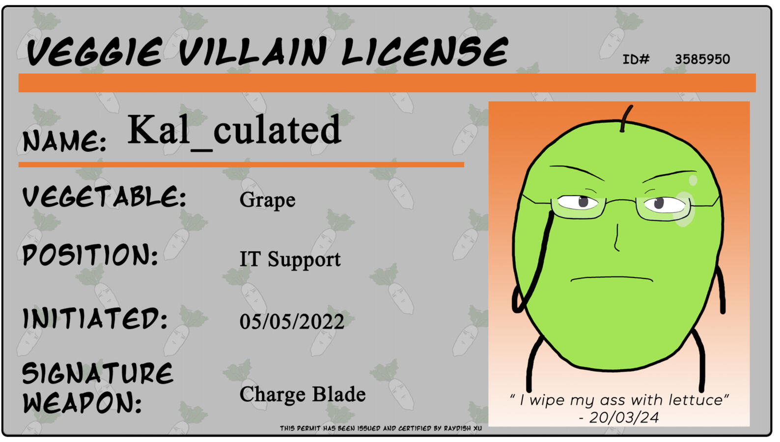 Villain License - Kalculated Villain License - Kalculated