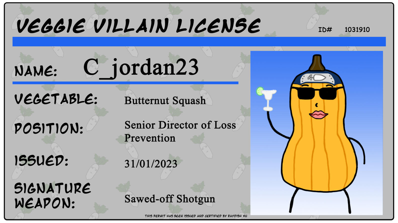 Villain License - Cjordan 23 Villain License - Cjordan 23