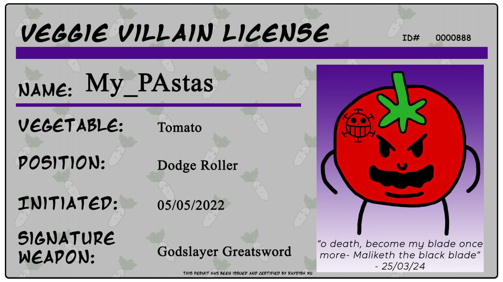 Villain License - My Pastas Villain License - My Pastas